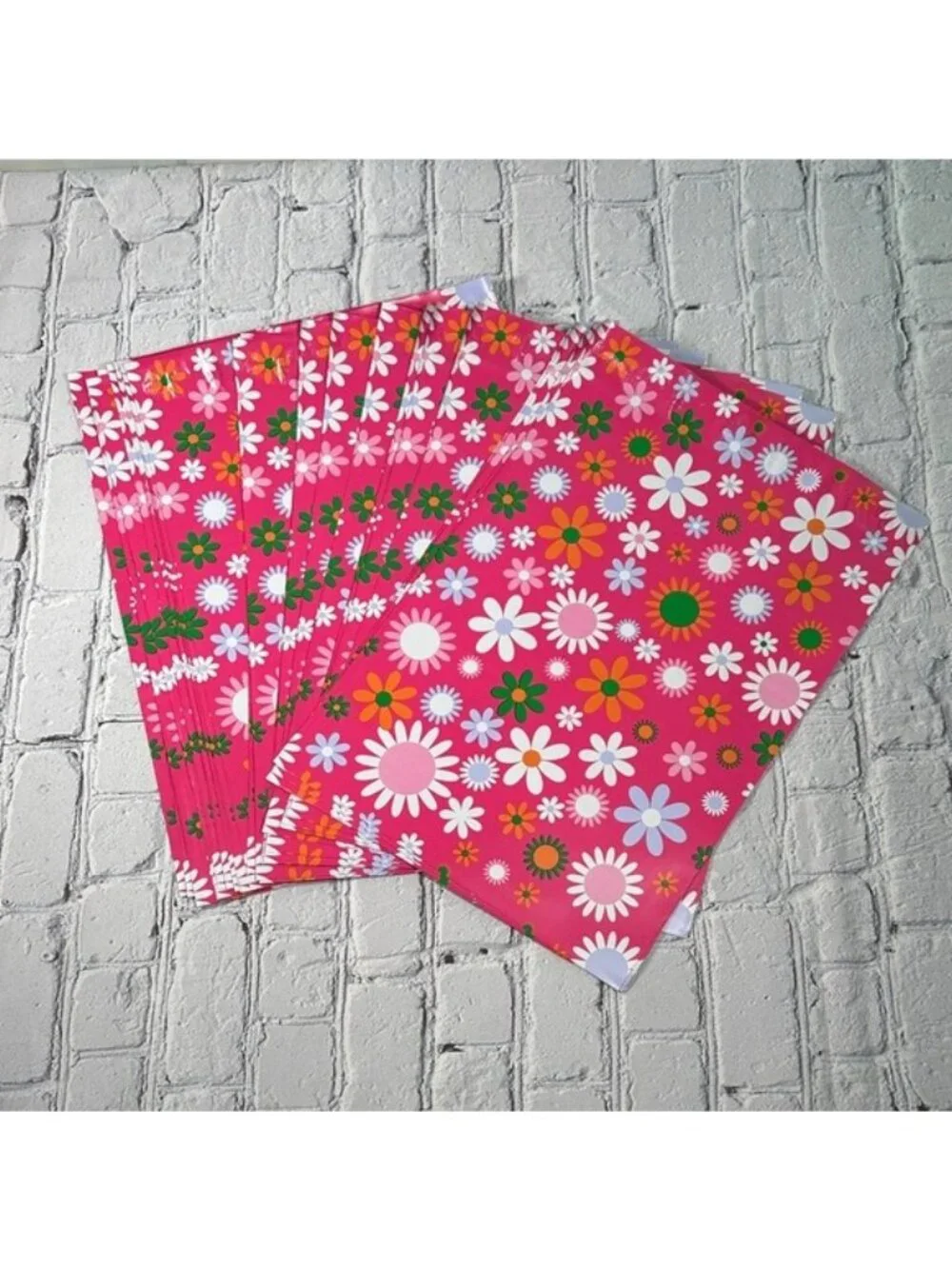 Poly Mailers 50 Pack 10x13 Flower Design Colorful Pink Orange Purple Green